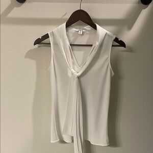 Theory White Sleeveless Blouse with Tie Front